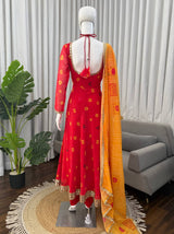 Faux Georgette Digital Print Mirror Work Anarkali Set