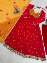 Faux Georgette Digital Print Mirror Work Anarkali Set