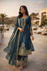 Premium Silk Top Plazo Set with Dupatta