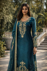 Premium Silk Top Plazo Set with Dupatta