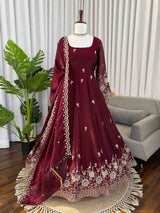 Designer Fendy Silk Anarkali Suit Set