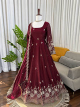 Designer Fendy Silk Anarkali Suit Set