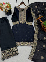 Pure Fendy Silk Top Palazzo Dupatta Set