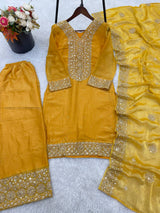 Pure Fendy Silk Top Palazzo Dupatta Set