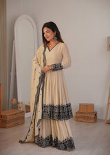 Premium Faux Georgette Embroidered Palazzo Set
