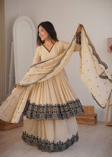 Premium Faux Georgette Embroidered Palazzo Set