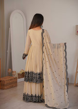 Premium Faux Georgette Embroidered Palazzo Set
