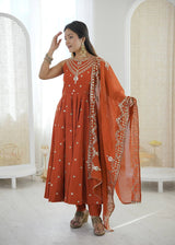 Roman Silk Party Wear Anarkali Gown Set