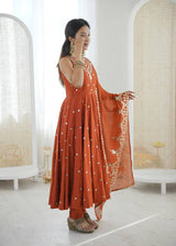 Roman Silk Party Wear Anarkali Gown Set