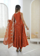 Roman Silk Party Wear Anarkali Gown Set