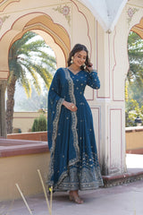 Faux Georgette Party Wear Gown Set