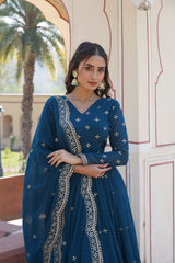 Faux Georgette Party Wear Gown Set