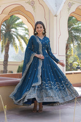 Faux Georgette Party Wear Gown Set