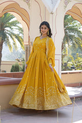 Faux Georgette Party Wear Gown Set