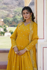 Faux Georgette Party Wear Gown Set