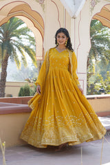 Faux Georgette Party Wear Gown Set