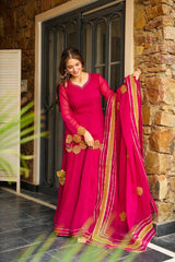 Faux Georgette Pink Kurti Palazzo Set