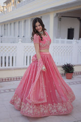 Fendi Silk Embroidered Lehenga Choli with Dupatta