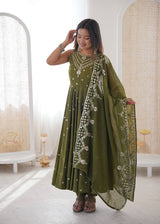 Roman Silk Party Wear Anarkali Gown Set