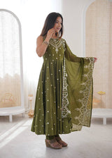 Roman Silk Party Wear Anarkali Gown Set