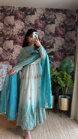 Georgette Sky Blue Anarkali Suit