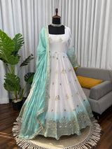 Georgette Sky Blue Anarkali Suit