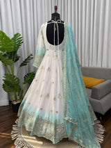Georgette Sky Blue Anarkali Suit