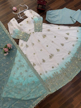 Georgette Sky Blue Anarkali Suit