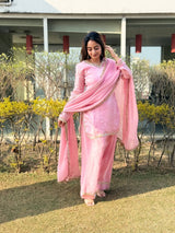 EID Special  Fendi Satin Silk Kurta Salwar Dupatta Set