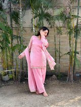 EID Special  Fendi Satin Silk Kurta Salwar Dupatta Set