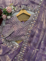 Fendy Thread Sequence Silk Lavender Saree