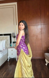 Party Wear Jacquard Purple Palazzo Set