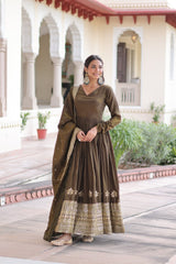 Vichitra Silk Embroidered Anarkali Suit