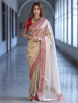 Soft Twill Net Embroidered Saree