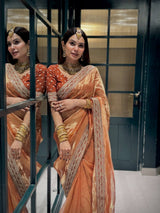 Wedding Wear Soft Twill Golden Saree