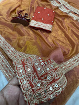 Wedding Wear Soft Twill Golden Saree
