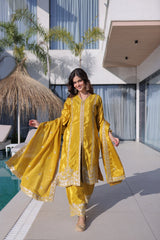 Party Wear Embroidered Kurti Pant Dupatta Set
