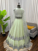 Faux Georgette Gown Lehenga Set