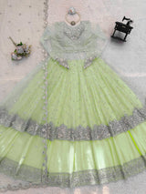 Faux Georgette Gown Lehenga Set
