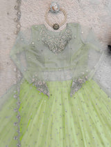 Faux Georgette Gown Lehenga Set