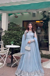 Faux Georgette Gown Lehenga Set