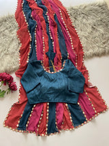 Heavy Faux Georgette Patta Print Saree