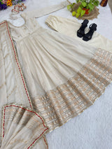 Chinon Silk Party Wear Anarkali Gown Set