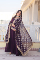 Faux Blooming Party Wear Gown Set