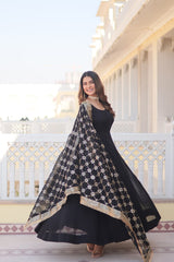 Faux Blooming Party Wear Gown Set