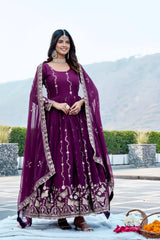 EID Special Fox Georgette Embroidered Gown Set