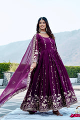 EID Special Fox Georgette Embroidered Gown Set