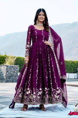 EID Special Fox Georgette Embroidered Gown Set
