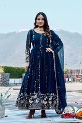 EID Special Fox Georgette Embroidered Gown Set
