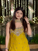 Heavy Two Tone Fandy Silk Sharara Set